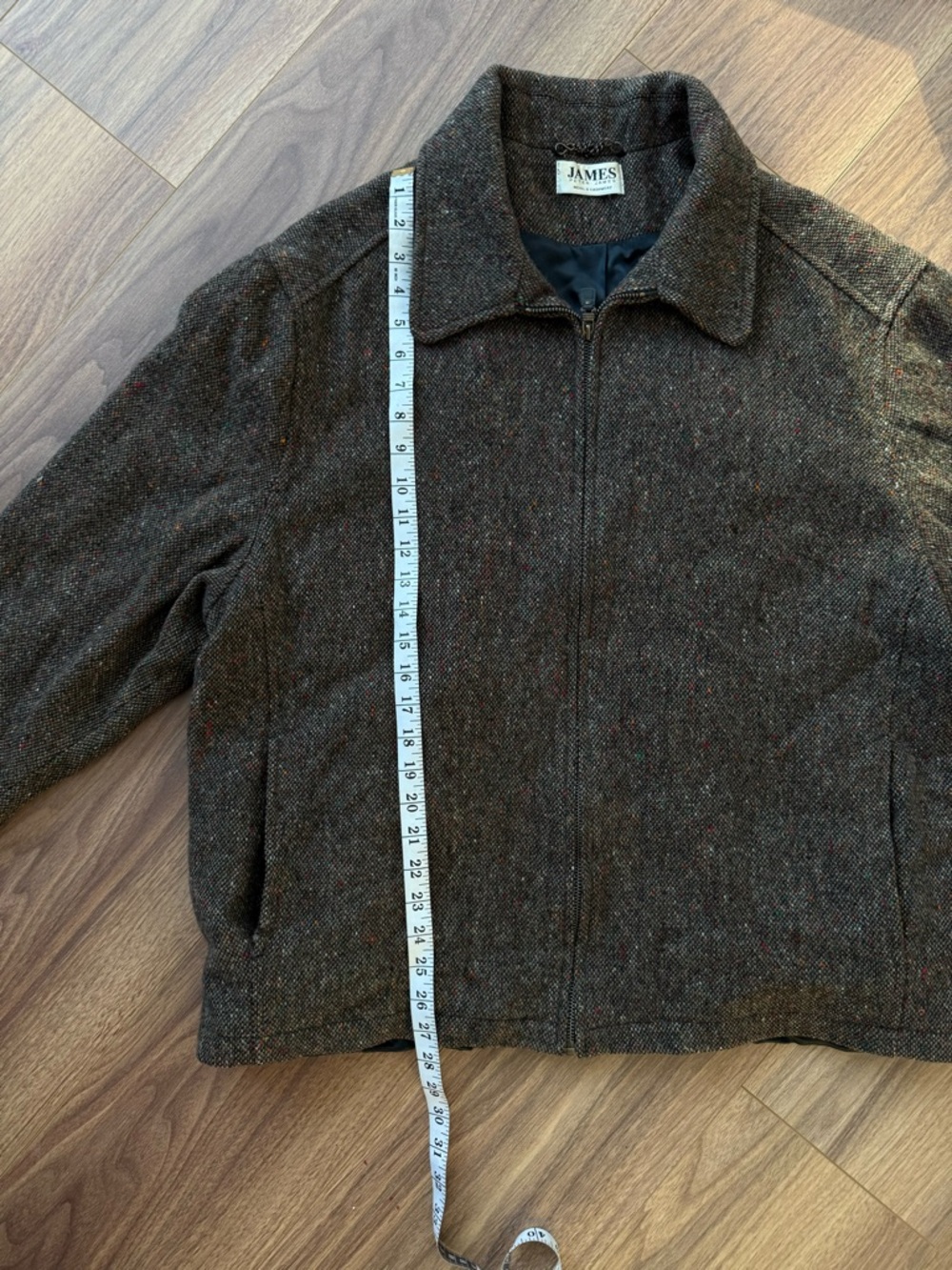 Vintage Peter James Men's XL Brown Wool Cashmere Zip-Up Jacket Sweater Luxury - Picture 15 of 16